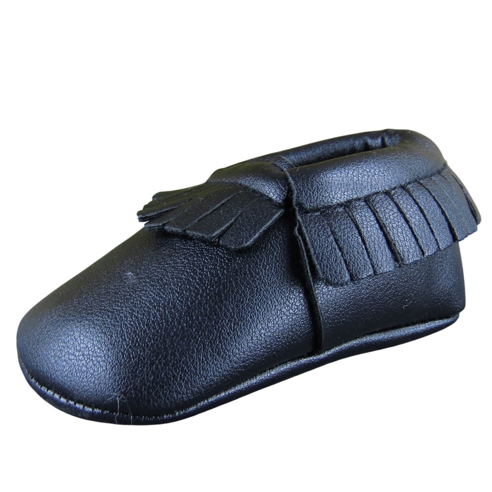Romirus‎ Moccasins Toddler 1 Black Faux Leather Soft Sole Flexible